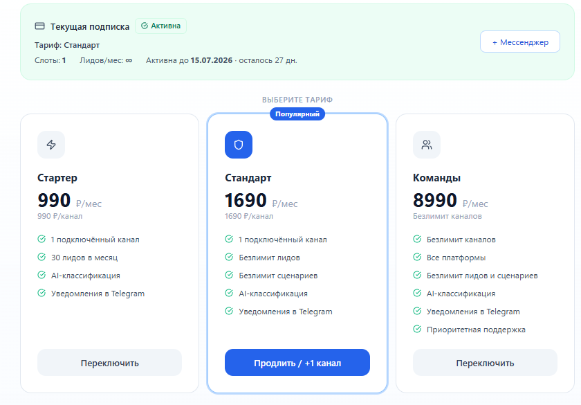 Тарифы LeadParse